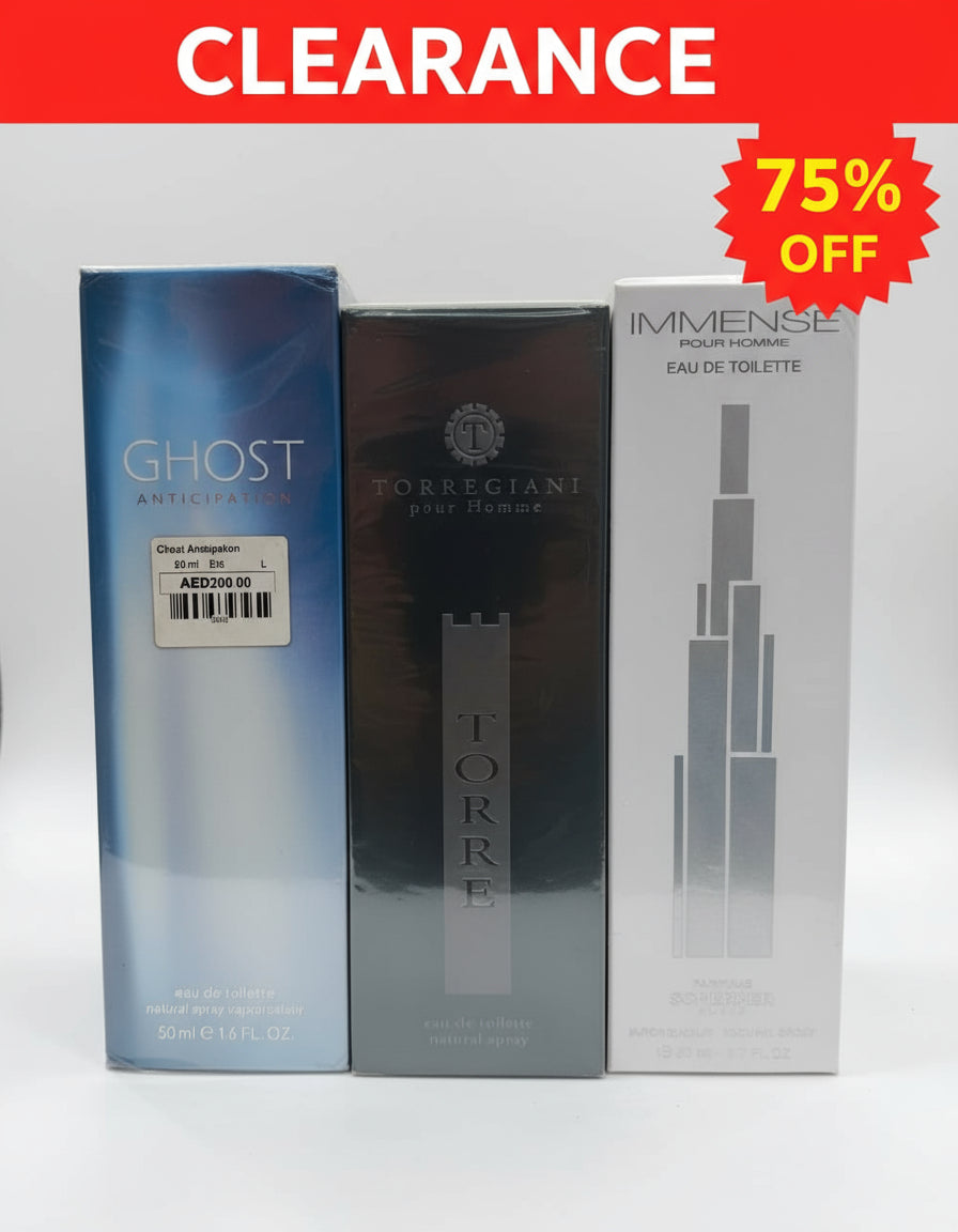 Three perfume bottles 'Ghost', 'Torregiani', and 'Immense' 